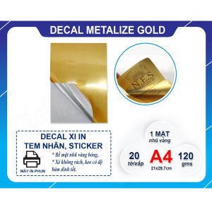 Decal Metallize Gold Silver - Decal xi vàng xi bạc khổ A4 dùng cho máy in phun - KHÁNG NƯỚC