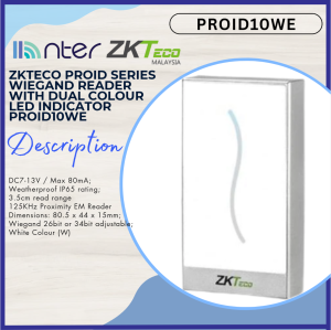 ZKTeco Outdoor Weatherproof 125KHz RFID ID Card Wiegand Door Access Control Slave Reader PROID10WE