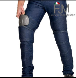 Celana Motor Jeans Biru Protektor