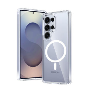 Sanptoch For Magsafe Crystal Clear Phone Case For Samsung Galaxy S25 / S24 / S23 Ultra Plus Hard PC Back with Soft TPU Frame Cover For Galaxy S22+ S21 Ultra Transparent Military Shockproof Casing