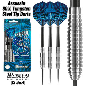 HARROWS STEEL TIP DARTS - 23G ASSASSIN 80% TUNGSTEN STEEL TIP DART