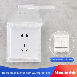LINCHEIN Wall-mounted Switch Protective Cover 86 Type Plastic Socket Waterproof Box Power Outlet Supplies Self-Adhesive Splash-Proof Box Bathroom