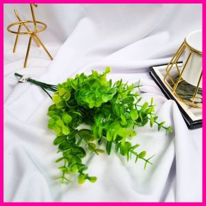 Daun Rumput Plastik/Rumput Artificial Dekorasi 7 Cabang/Bunga Kain Plastik/Bunga Pemanis