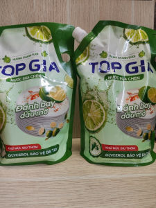 Combo 2 túi nước rữa chén TOPGIA  mỗi túi 2 lít  hương chanh tươi - hương bưởi hồng làm sạch nhanh dầu mỡ và các vết bẩn trên chén đĩa