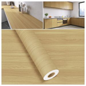 Wallpaper 10M x 60CM PVC Self Adhesive Waterproof Log Color Wood Grain Design Home Decor Wall Decor