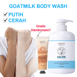 [ PROMO ] Free Hand Cream CINDYNAL Body Wash Goat Milk Badan 800ML