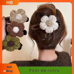 HB Vintage Large Plush Flower Hair Clips Girls Elegant Ponytail Braid Claw Hair Duckbill Clip Girls Headdress Gift