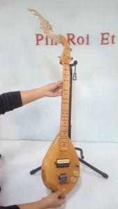 พิณไฟฟ้าไม้โมก 3สาย 15เฟรต 2คอนแทก(คอนแทกคู่หนึ่งตัว)