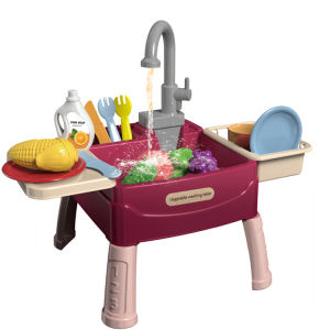 Electric Kitchen Sink Table Dishwasher Basin Pretend Play Set Children Kids Toy Gift Wash Dishes| Mainan Dapur Kanak