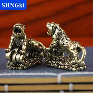 SHNGki Brass Tiger Máy tính để bàn trang trí phòng khách bàn trà Điêu khắc Kim Loại thủ công trang trí nhà Trung Quốc hoàng đạo Hổ tượng