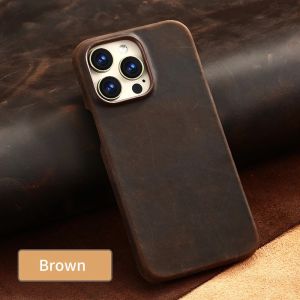 Retro Cowhide Phone Case for iPhone 17 16 15 13 14 18 Pro Max Air 18Pro Luxury Crazy Horse Genuine PULL-UP Leather Back Cover2026