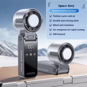 Semiconductor Refrigeration Portable Fan 3600mAh Rechargeable 100 Wind Speed Handheld Fan LED Digital Display High Speed Turbofan