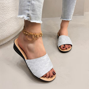 [Free Shipping] Plus-Size WomenS Summer Sandals New Style With A One-Strap Design Fashionable Low Heel And Comfortable To Wear