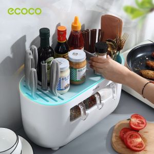 Kệ để đồ nhà bếp và gia vị 3 tầng có ngăn kéo kèm 3 hũ đựng gia vị Ecoco E2114
