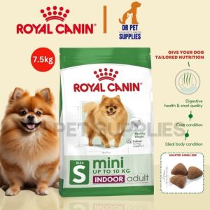 7.5kg Royal Canin Mini Indoor Dog Kibble Dry Food Adult Digestive Health Contains Condition Support