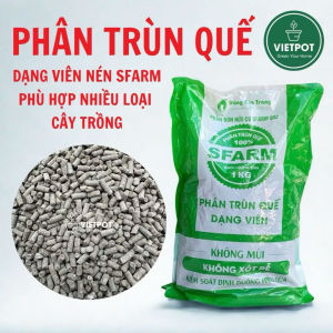 Phân trùn quế dạng viên nén VIETPOT Sfarm bao 1kg nguyên liệu hữu cơ phù hợp nhiều loại cây trồng