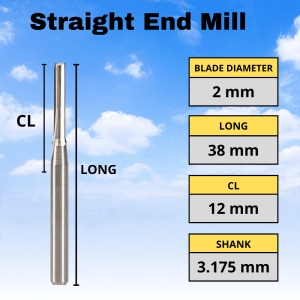 ms7 Straight End Mill 2 mm 2Flute Carbide endmill lurus 2mm