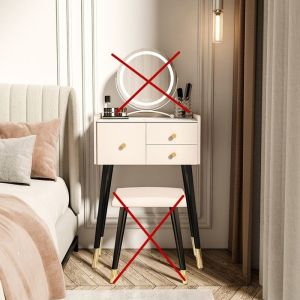 [Sg Sellers]Solid Wood Dressing Table Bedroom Stone Plate Makeup Table Bedside Table 60CM Dresser 50CM Dressing Table Vanity Table Storag Dressing Ttable with Mirrore Cabinet