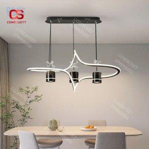 Đèn Chùm Thanh Dài Pha Lê Lượn Sóng 3 Chế Độ Sáng Đèn Thả Led Bàn Ăn