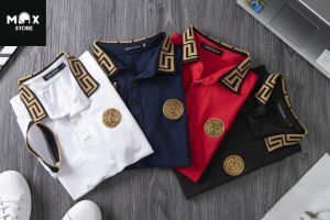 Aó thun polo có cổ thời trang nam logo vàng MAXSHOP nam nữ màu đen màu trắngáo thun nam ngắn tay áo thun nữ áo thun nam đẹp áo phông nam áo phông nữ full size (40-75kg)áo phông nam có cổáo thun nam có cổ thể thaongắn tay MAXSHOP