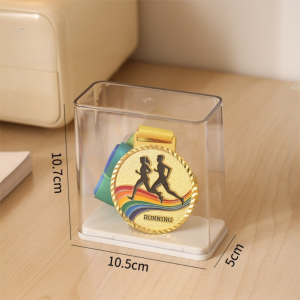 VERMILL โปร่งใส ชั้นวางป้ายแสดง อะคริลิค ป้องกันฝุ่น กล่องเก็บของตั้งโต๊ะ สร้างสรรค์ วางซ้อนกันได้ ที่เก็บป้าย คอลเลกชันตราสัญลักษณ์