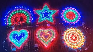 Christmas Parol Lantern LED Outdoor Waterproof Dancing Decoration Seasonal Festive Atmosphere Outdoor Christmas Parol with Lights LED Santa Claus Peacock Light Love Sun Light Christmas Tree Decoration Led Light Lantern Flower Design Lantern Lights