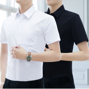 [ZeroDis] Áo Sơ Mi Nam Ngắn Tay Áo Sơ Mi Trang Trọng Công Sở Màu Trơn Ôm Sát Cho Mùa Thu