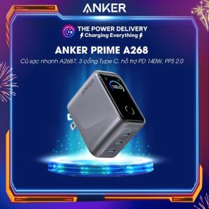 Củ Sạc Nhanh ANKER Prime A2687 160W 3 cổng Type C Màn Hình Chi Tiết Hỗ Trợ PD 140W PPS 2.0 - Bảo Hành 18 Tháng