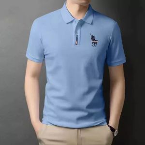 HY Embroidery Logo polo Shirt Men Summer Short Sleeve Business Polo Fashion Slim Streetwear Social Lapel Tee Tops Male Clothing