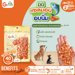 Get Well มินิ แซลมอน อบนิ่ม ขนมหมา ขนมแมว ขนมสุนัข แพ้ไก่ แพ้กลูเตน กินได้