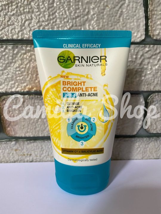 Garnier Bright Complete 3in1 Anti Acne Facial Wash 90ml Lazada