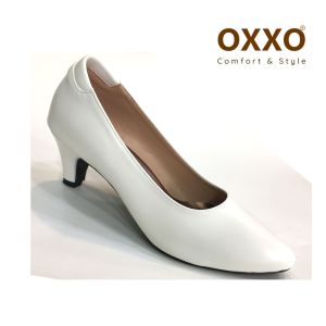 OXXOรองเท้าคัทชู ผู้หญิง ทรงหัวแหลม สูง2นิ้ว ทำจากหนังพียู นิ่มใส่สบาย SM3326