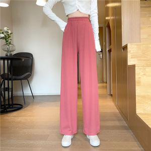 Celana Pel Longgar Pinggang Tinggi Wanita Menggantungkan Tipis Celana Lebar Kaki Kasual Wanita