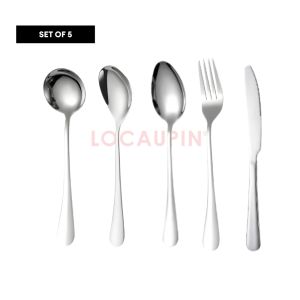 LOCAUPIN 304 Stainless Steel Wide Rounded Handle Utensil Set Spoon and Fork High Quality Cutlery Set Kitchen Tableware