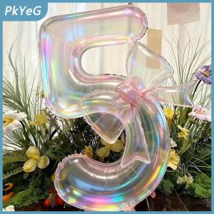 PkYeG Đầy Màu Sắc Kỹ Thuật Số Bóng Bay 0 9 Trong Suốt Bow Thiết Kế Cho Sinh Nhật Nguồn Cung Cấp Bên Trẻ Em Lễ Kỷ Niệm Trang Trí Nội Thất Cảnh 2Pcs