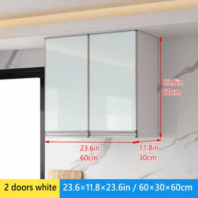 kitchen cabinet wood condiment storage hanging cabinet wall for kitchen balcony tempered glass door pantry/dish cabinet