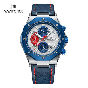 Navi Force Original Jam Tangan Pria Analog Tahan Air Quartz Movement Chronograph NF8028 S/W/BE Bisnis Kemewahan Tahan air Bercahaya Analog