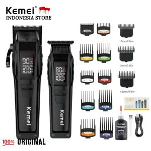 Alat Cukur Rambut Mata Pisau DLC Kemei Hair Clipper Cordless Professional Trimmer Detailer Magic Taper 5 Kecepatan Speed LED Display Digital Mesin Cukuran KM 2795 2796 2797