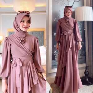 Meyhira Dress Bahan Ceruty Gamis Wanita 2023