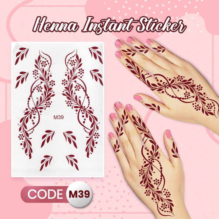 Brown & Red Henna Instant Sticker Pengantin Inai Sticker Brown Lace Henna  Temporary Tattoo Lace | Shopee Singapore