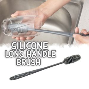 Silicone Long Handle Brush Wineglass Multi Functional Water Cup Bottle Brush Cleaning Brushes Kitchen Cleaning Tool