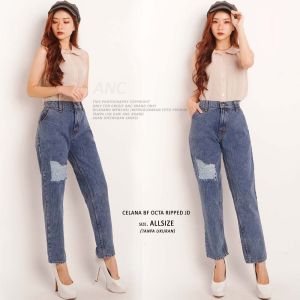 Celana Boyfriend Jeans Wanita - Celana BFSnow JD - BF Jeans Tidak Tembus - BF Tali - BF Ripped Kombinasi