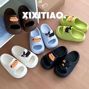 XIXITIAO รองเท้าแตะนักเรียนในร่มและกลางแจ้ง5สีใหม่รองเท้าแตะพื้นรองเท้าหนานุ่มสำหรับคู่รักชายหญิงรองเท้าแตะสุนัขฤดูร้อน