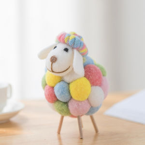 GENENIC Nhỏ Mini Ngày lễ Xmas Vật trang trí Giáng sinh Felt Sheep Figurines Tượng thu nhỏ Trang trí nội thất Đồ dùng dự tiệc