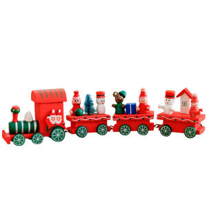 Christmas Wooden Train Santa Claus Xmas Party Ornament Home Decor Kids Gifts