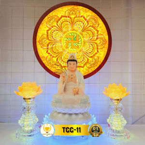 Đèn Hào Quang Phật Chuyển Động 3D In Tranh Trúc Chỉ CHÂN THIỆN MỸ Treo Tường Trang Trí Bàn Thờ Gia Tiên CTCC-02