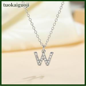 tuokaiguoji สร้อยคอแฟชั่นจี้ตัวอักษร A-Z ที่เป็นประกายมี26ชื่ออักษรเริ่มต้นที่ไหปลาร้าโซ่สำหรับงานปาร์ตี้ของขวัญเครื่องประดับวันวาเลนไทน์