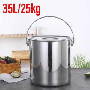 Stainless Steel Rice Dispenser Soup Pot Rice Bucket Large Capacity Rice Storage Container Moisture-Proof Kitchen Containers Organizers Storage for Induction Cooker And Gas Stove Universal Home Use Kindergarten Kitchen