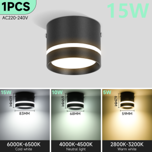 CANMEIJIA LED Downlight Surface Mounted Pin Lights Christmas Downlight Led for Ceiling Tricolor Change 5W 10W 15W Ceiling Lamp Aluminum Spotlight for Living Room Bedroom Indoor Lighting Fixture