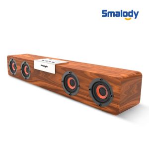 Banchugw 20W Soundbar Wireless Bluetooth v5.0 TWS Powerful Stereo Wooden Speaker Music Subwoofer Computer TF FM Radio For Home PC